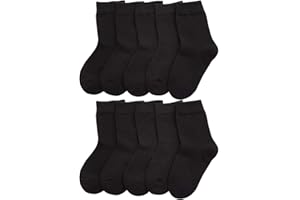 CHUNG Toddler Boys Girls 10 Pack Athletic Cotton Basic Crew Socks Anti Slip Autumn School Uniform Casual Sport