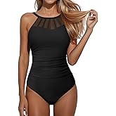 Holipick Women Tummy Control One Piece Swimsuit Modest Bathing Suit Full Coverage High Neck Swimwear