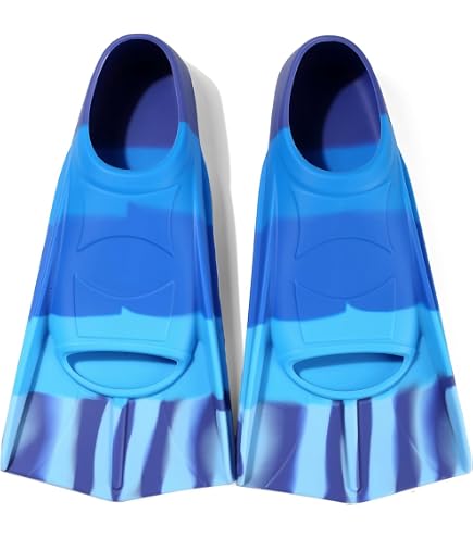 Palmes Courtes En Silicone Pour Enfants - Natation, Plongée, Entraînement, Légères (260g), Design Drainant (Rose/Lila)