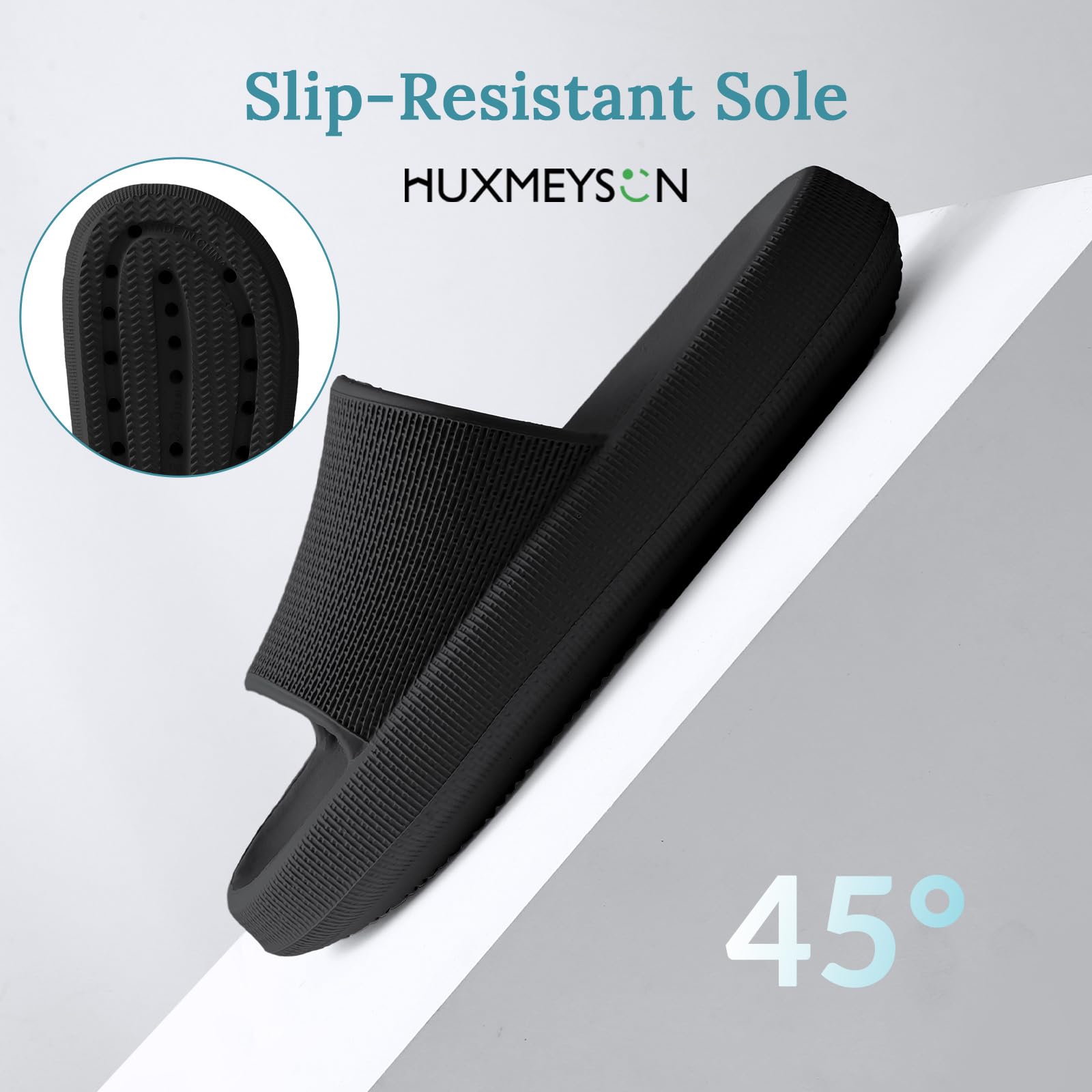 HUXMEYSON Slides for Women, Quick Dry Slides for Men, Arch Support Shower Shoes with Cushioned Sole