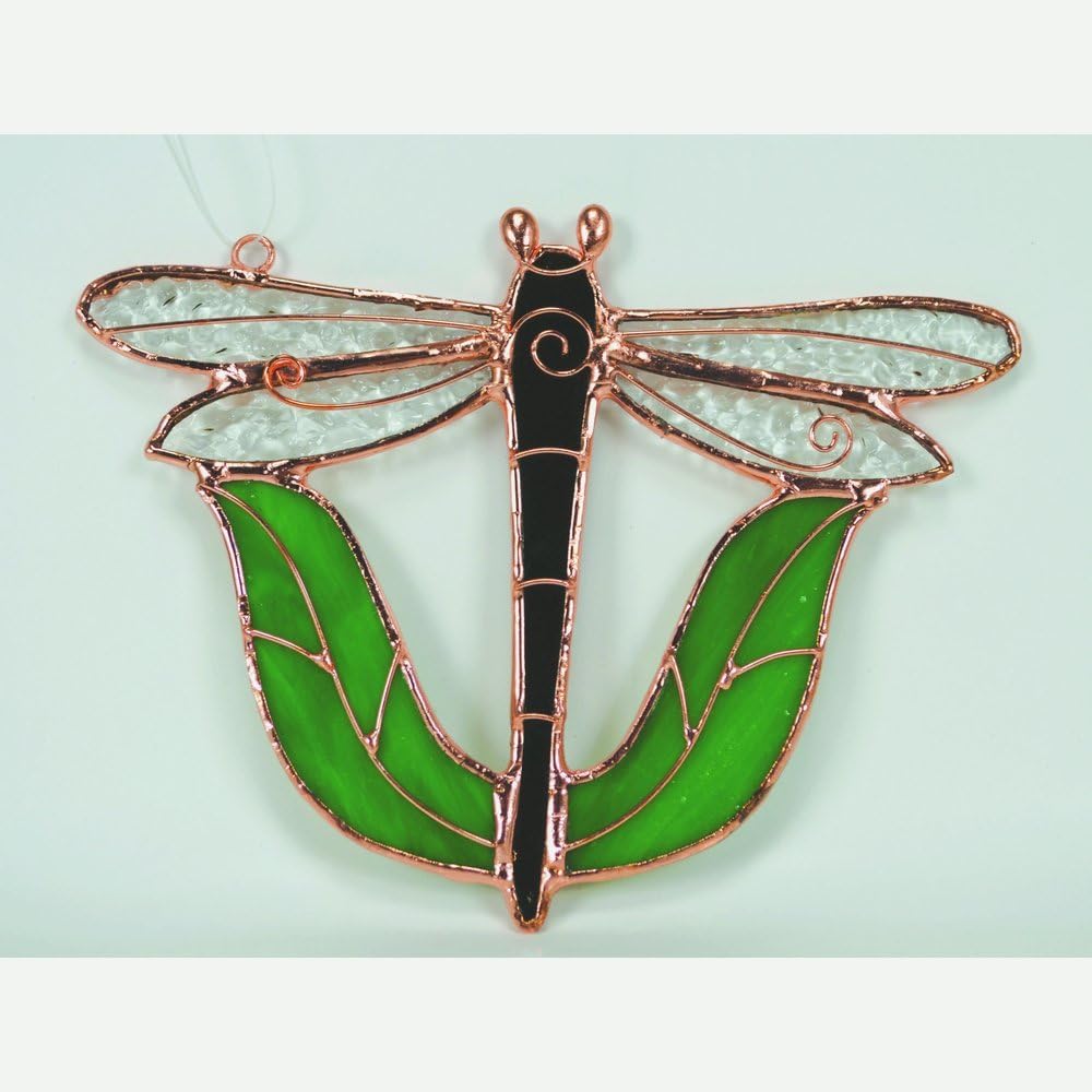 Black Dragonfly w/Leaves Sun Catcher