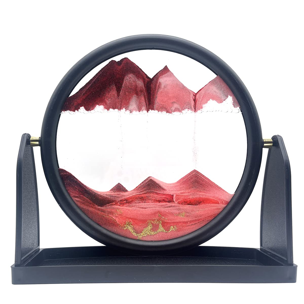 Photo 1 of rysnwsu 10" Moving Sand Art Picture Sandscapes in Motion 3D Deep Sea Sand Art Round for Adult Relaxing Toys Decor Desktop Home Office (Red)