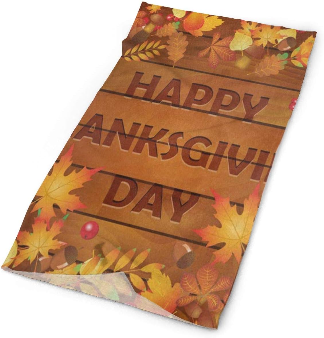 Headband Happy Thanksgiving Day Autumn Maple Leaves On Wooden Outdoor Scarf Mask Neck Gaiter Head