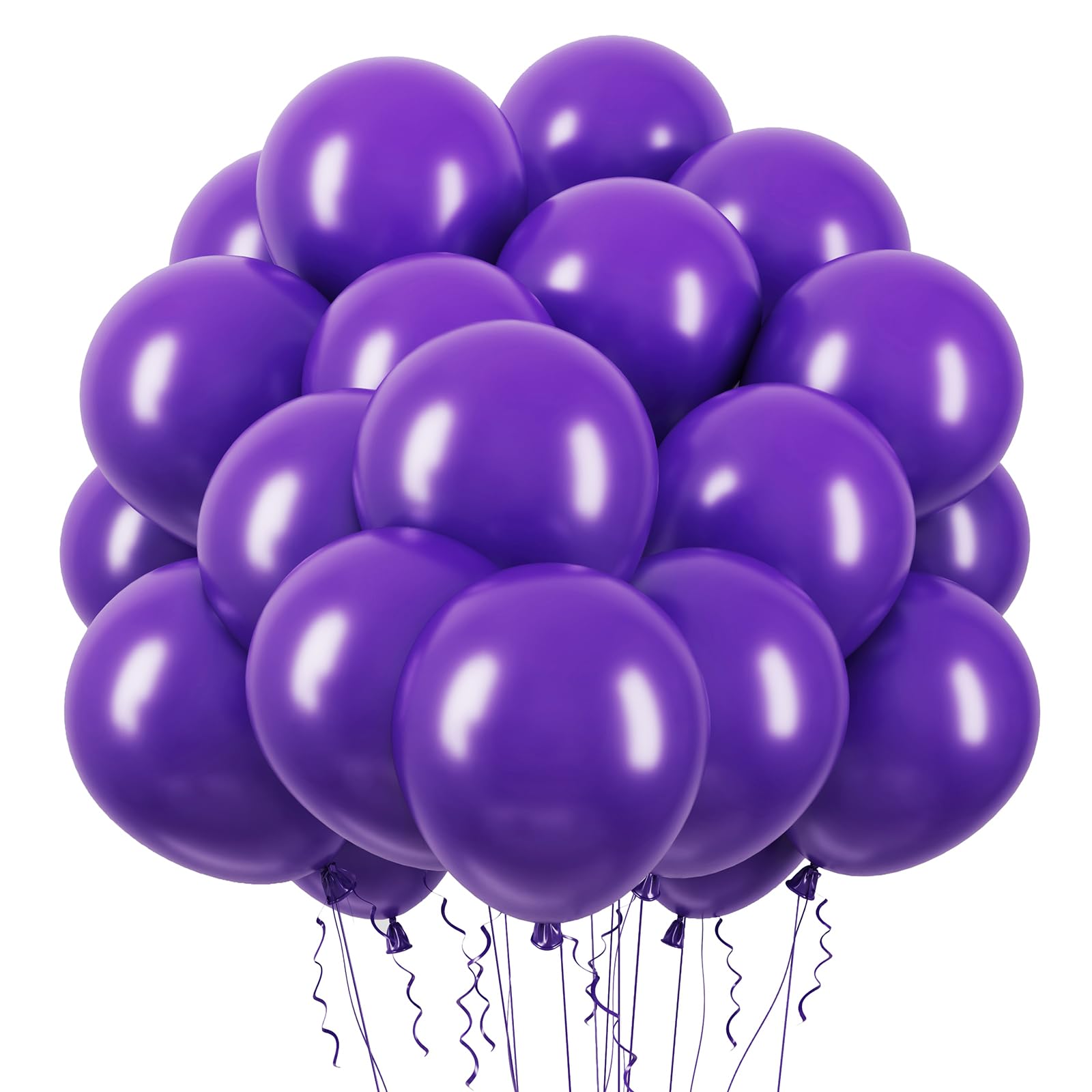 RUBFAC 65pcs Violet Balloons Party Balloons 12 Inches Violet Balloons with Ribbon for Wedding, Birthday, Graduation, Baby Shower