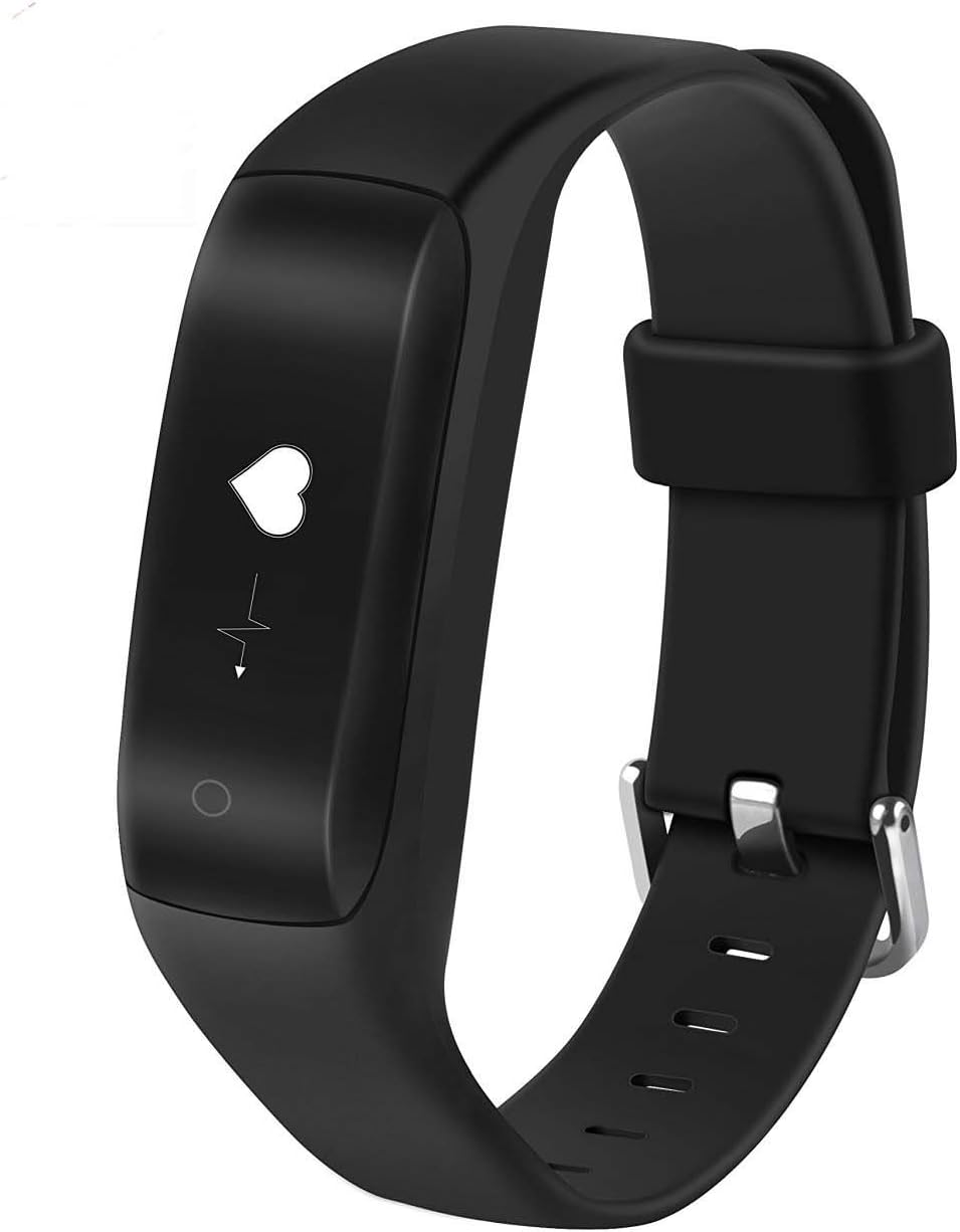 Heart Rate Monitor,Smart Fitness Band Activity Tracker Bracelet Sports Wristband IP67 Waterproof Pedometer Sleep Monitor Smart Watch for iOS & Android Smart Phone (C5-BK)