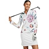 ACEGOLFS Womens Golf Polo Shirts Long Sleeve Quarter Zip Pullover Shirt for Women Quick Dry Printed Athletic Workout Tops