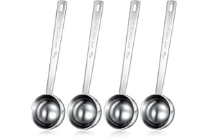 Geiserailie 4 Pieces 2 Tablespoon Scoops with Long Handle, 30 ml Stainless Steel Measuring Spoon for Coffee Milk Fruit Powder, Loose Tea Dry, Spice Jar, Cooking Baking, and Other Dry Goods