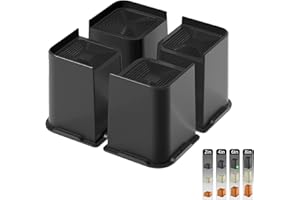Jeethemy Bed Risers, 6-inch Furniture Risers for Desk/Couch/Sofa/Table and Chair Leg Lifts,Widen and enlarge The design Heavy Duty Set of 4, Supports up to 6600 lbs, 6” Black
