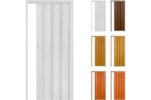 3T GROUP Portable Accordion Closet Doors Interior,PVC Compact Accordion Folding Door,Multifold Retractable Sliding Bifold Doors for Doorway,Bedroom White 48inx80in(White,48in*80in)