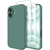 OTOFLY Compatible with iPhone 16 Case, Compatible with MagSafe, Shockproof Magnetic Silicone Case for iPhone 16,[Military Grade Protection] [2 Pack Screen Protectors], Pine Green