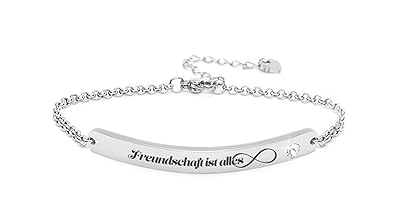 Silvity Damen Gravur-Armband Edelstahl veredelt mit einem Swarovski¨ Kristall 16,5 cm bis 20,5 cm Farbe: Silber