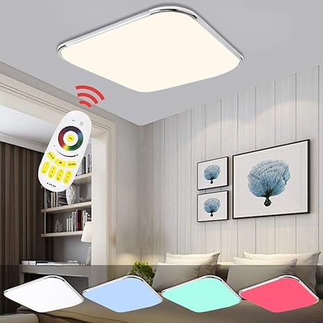 Hengda Led Deckenleuchte Rgb Mit Fernbedienung Lichtfarbe Und Helligkeit Einstellbar Moderne Esszimmer Deckenbeleuchtung Badezimmer Geeignet Energieklasse A 64w Rgb Amazon De Beleuchtung