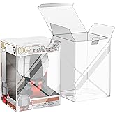 100 Pack Protectors Case Compatible with Funko- 4" Inch Collectible Vinyl Figures, Crystal Clear Protectors, Heavy Duty Display Box w/ Protective Film & Locking Tab, Set of 100