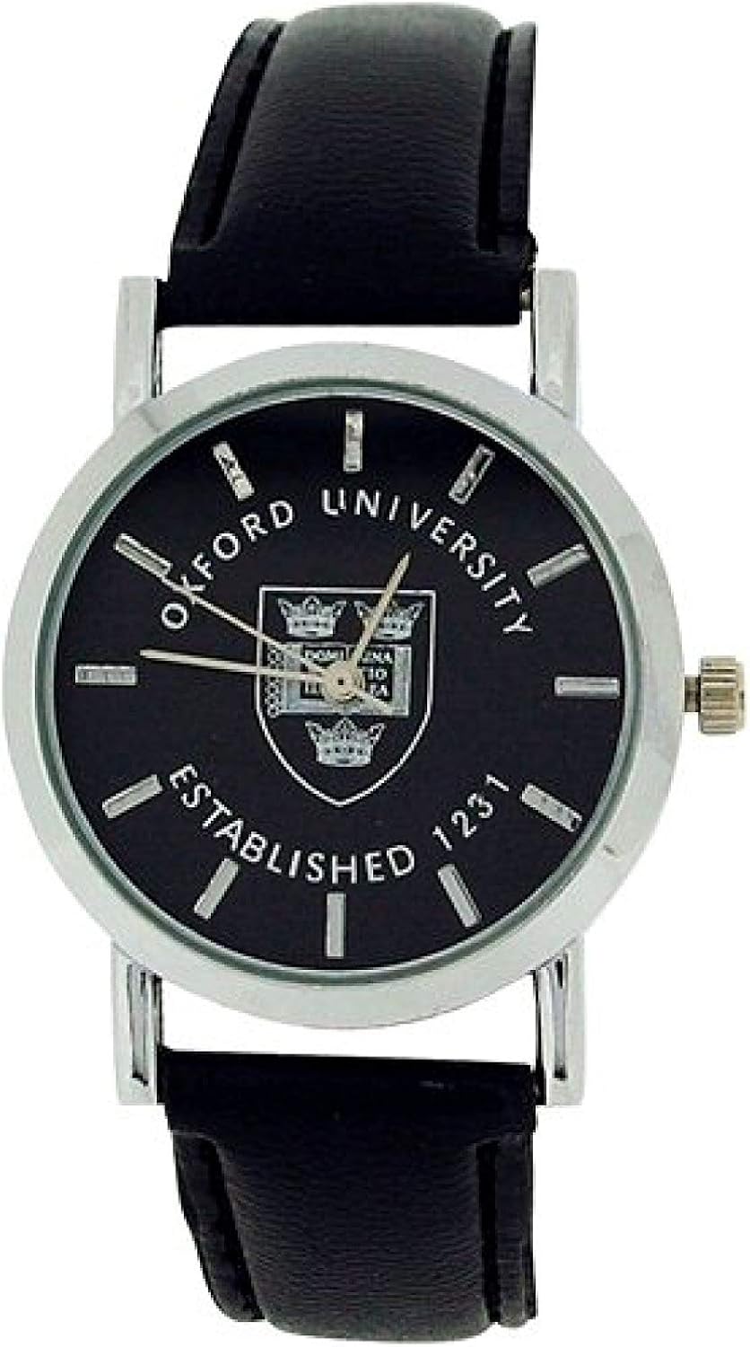 Licensed Oxford University EST 1231 Black Dial Black PU Strap Watch