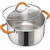 Ciwete Stainless Steel Stock Pot, 5.2 Quart Soup Pot with Lid, Heavy-Duty Thick Bottom Induction Cooking Pot for Pasta, Stew & Simmering, Even Heating, Compatible with All Cooktops, Dishwasher Safe