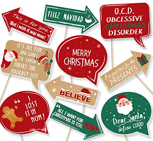 20Ct Christmas Party Photo Booth Props – Funny Xmas Holiday Decorations Supplies