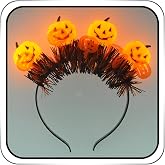 JEAIRTS Led Halloween Pumpkin Headband Glowing Gothic Costume Headpiece | Light up trick-or‑treat festival party hair accessories