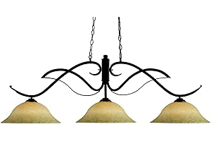 Z-Lite 126BRZ-GM16 3-Light Billiard/Island Fixture, Golden Glass Shades