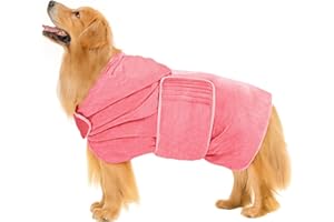 Avont Dog Bathrobe - Super Absorbent Pet Drying Towel Bath Robes After Bath Shower Swim Wet Walk for Puppies -Pink(XL)