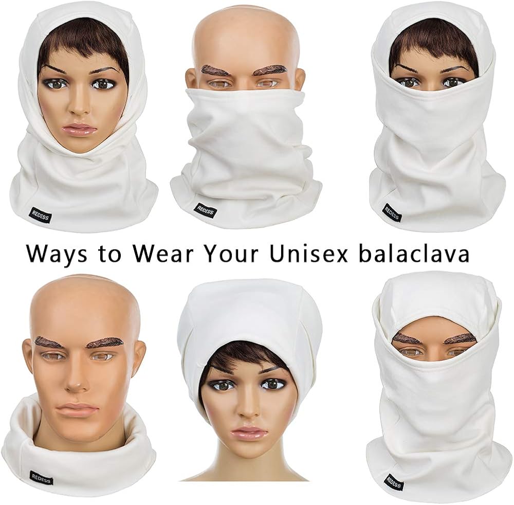 Warm Fleece Balaclava Windproof Ski Mask Cold Weather Face Mask Motorcycle Balaclava Hood Warmer Winter Sports Cap White at  Men’s Clothing store