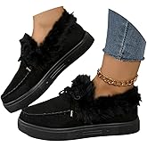 FLTEUDS Winter Boots for Women 2025 Snow Boots Ankle Booties Slip On Fur Lined Warm Plush Comfortable Fashion Casual Loafers Shoes, Winter Shoes for Women