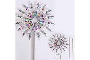 Metal Windmill, 3D Sunflower Magic and Unique Wind Spinners Outdoor for Home-Yard and Garden, 360° Dual Rotor Kinetic Windmil