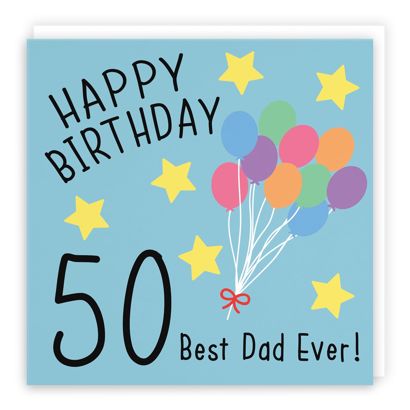 Hunts England - Large Dad 50th Birthday Card - Happy Birthday - 50 Best Dad Ever! - Original Collection - Large - 210 x 210 mm - Fun Card - Age 50