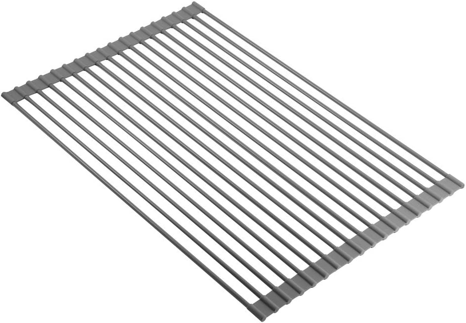 Over the Sink Multipurpose Roll-Up Dish Drying Rack，Foldable Space-saving Roll-Up Dish Drying Rack,BPA-Free,Non-slip