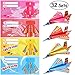 iBaseToy Valentine's Day Cards for Kids - 32 Valentines Cards with 4 Different Cut-Out Paper Airplane Designs, Envelopes and Stickers Included (32 Pack)
