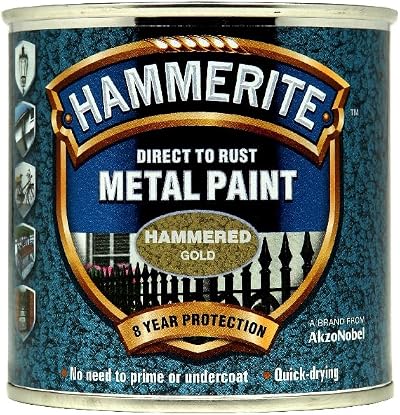 Hammerite 5084818 Metal Paint Hammered Gold 250ml Direct to Rust