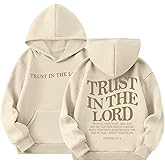Kelxjia Trust In The Lord Graphic Hoodie For Girls Christian Jesus Hoodie Kids Faith Hooded Sweatshirt Preppy Pullover Tops