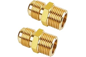 LAGOGIA 5/8" Flare to 3/4" NPT Male Gas Line Brass Connector, Brass Gauge Torch Line Adapter for Hydraulic, HVAC Fuel, Air, Natural Gas Line Connectors - (2 PCS)