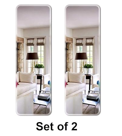 Creative Arts n Frames Long Frame Less Beveled Mirror for Dressing,Bathroom, Living Room, Entrance and Makeup Mirror with Shelf || Size 12 X 36 inches || Mirror with Multipurpose Shelf || Set of 2