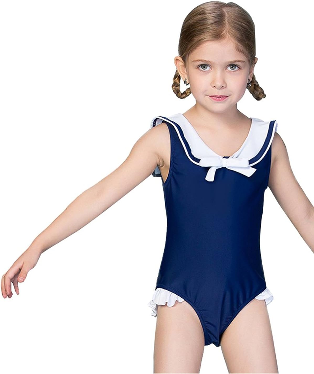 Amazon Cuteshower 子供水着 女の子 水着 ワンピース セーラー服 キッズ ジュニア スクール水着 ネイビー 11 12歳 水着 通販