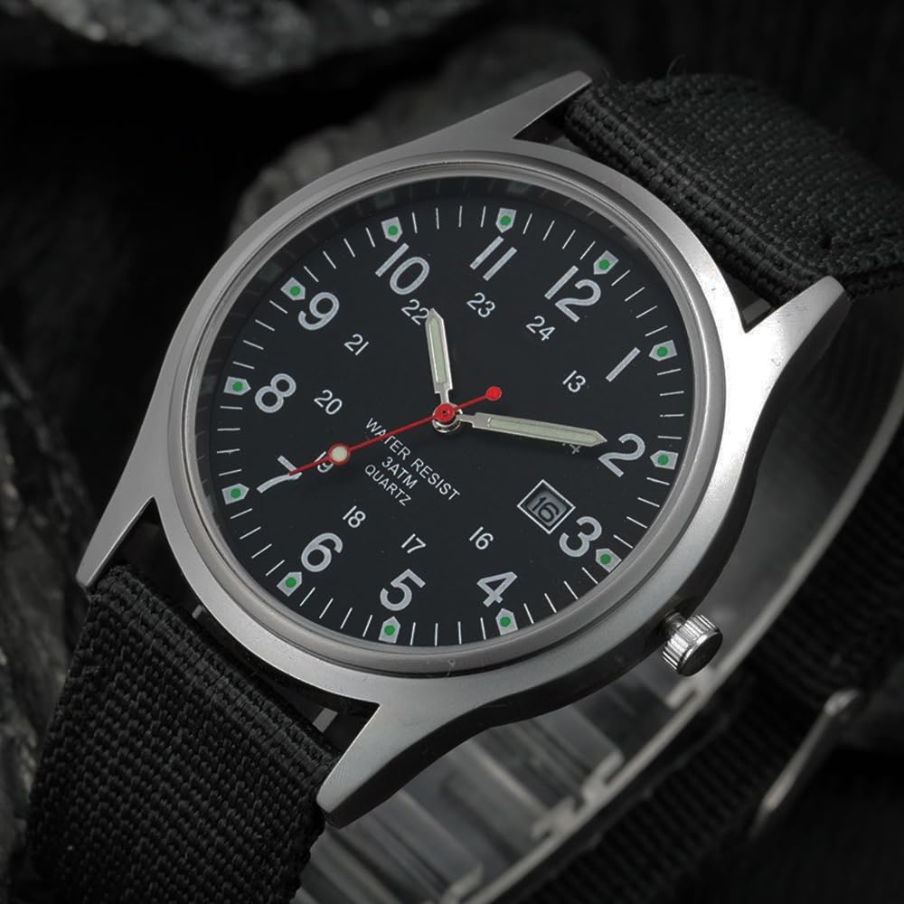 Reginald Mens Watches Unisex Military Watches Sport Nylon Strap Stylish Luminous Fashion Watches Analog Quartz Watches for Men Army Wristwatch