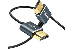 Twozoh Flexible HDMI to HDMI Cable Left Angled 90° 2M, Ultra Thin and Slim HDMI Cord Support 3D/4K@60Hz