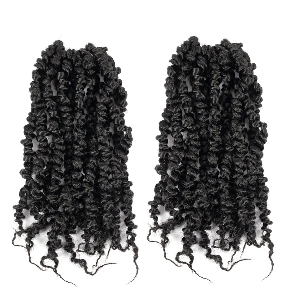 Short Passion Twist Hair Pretwisted Deep Wave Braiding Braids Crochet Passion Twist Synthetic Crochet Hair Extension(8 Inch, 1B#)