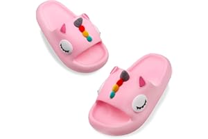 TOUNSOL Toddler Little Kids Slides Sandals Unicorn Shark Bunny Beach Pool Shower Slides Anti-Skid Home Bath Slippers Cute Summer Outdoor Shoes for Girls and Boys