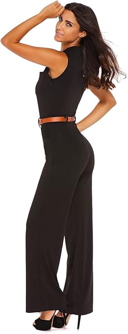 plunge belted jumpsuit