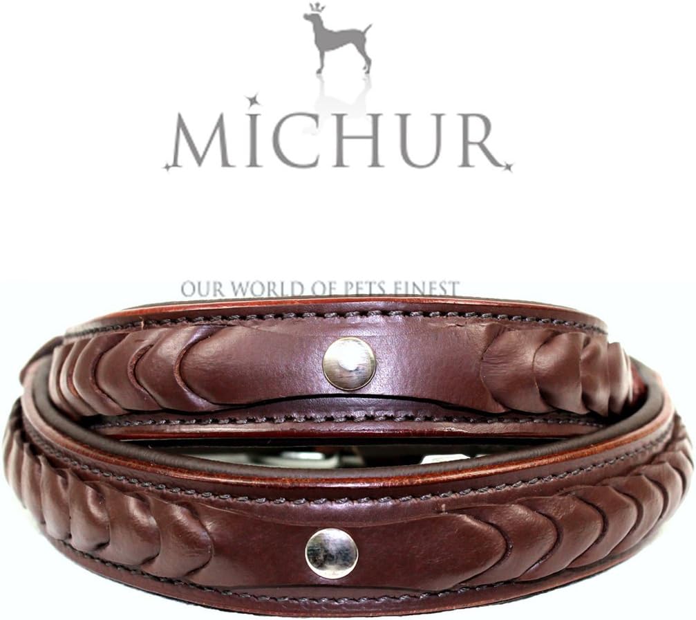 MICHUR MAX Hundehalsband Leder, Lederhalsband Hund, Halsband, BRAUN