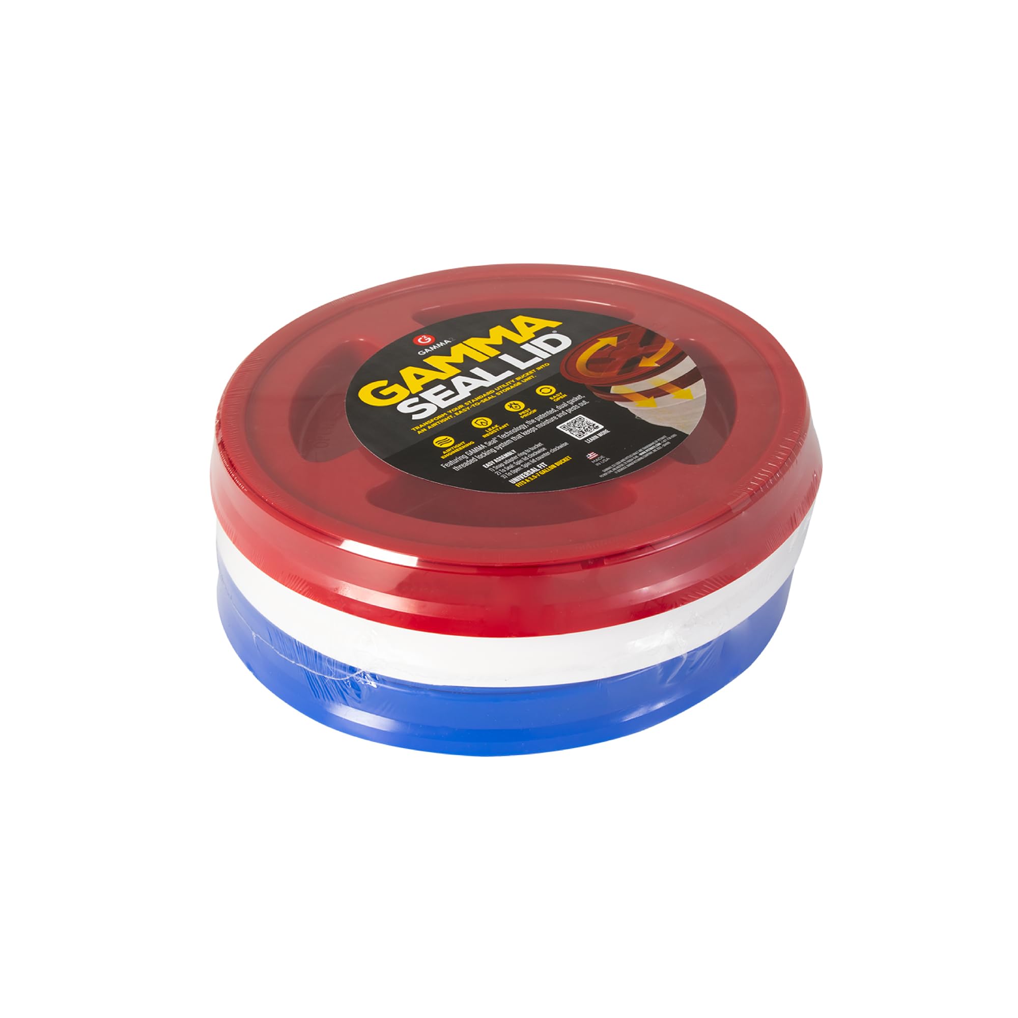 Photo 1 of Gamma2 Gamma Seal Lid 3pk Combo for Utility Buckets - Fits 3.5, 5, 6 & 7 gallon buckets, Red, White & Blue, Made in USA