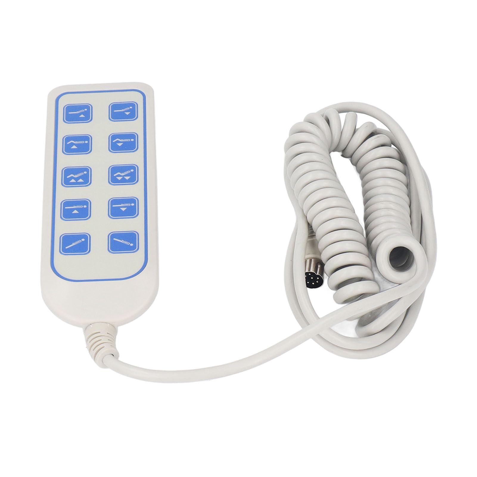 Photo 1 of EVTSCAN 10-Button 8-Pin Adjustable Bed Wired Hand Control, White with Blue Buttons, Multifunction Remote Controller Replacement for Electric Hospital & Homecare Beds