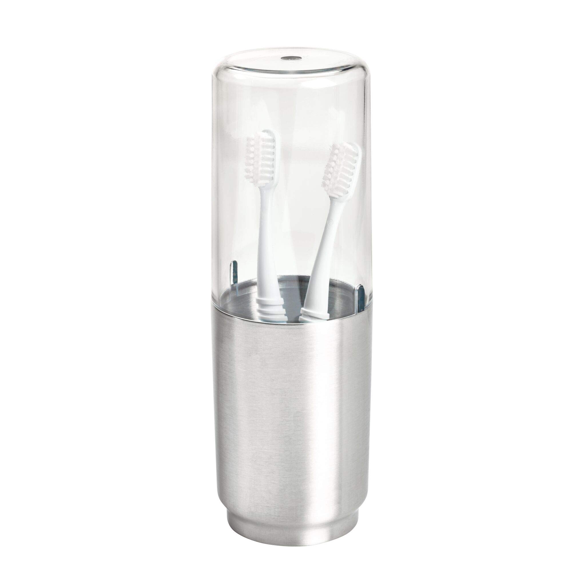 Photo 1 of iDesign Austin Metal Covered Holder Stand, Holds Regular and Electric Toothbrushes in Master, Guest, Kid's, College Dorm Bathroom, Brushed