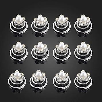 Amazon Com 12 Pcs Wedding Crystal Flower Pearl Hair Twists Clips