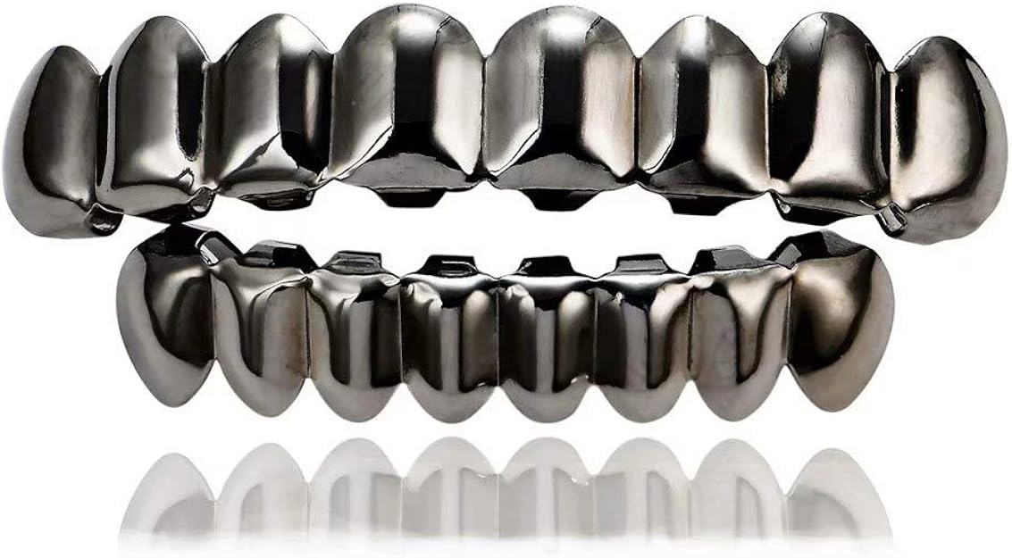 WOGOU Gold Grills for Men, 18K Gold Plated Hip Hop Polished