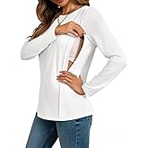 Yousify Womens Long Sleeve Nursing Shirts Zipper Maternity Breastfeeding Tunic Tops Seam Pregnancy Clothes