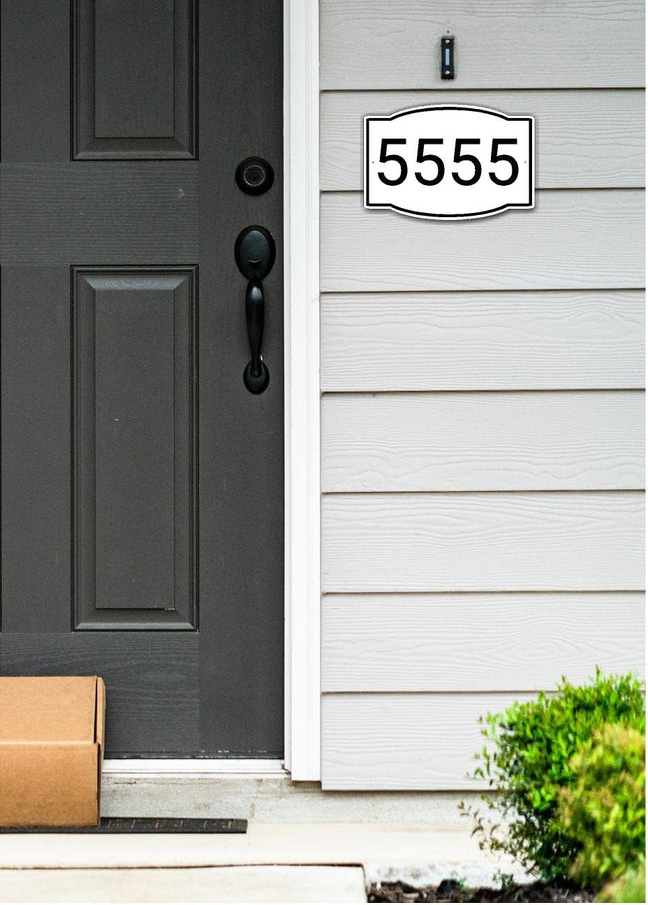 Yard Signs - Horizontal White and Black House Number, Address Plaque Sign for Mailbox, Customized for House, Store, Office, Outside, 911 Visibility Signage