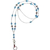 Hidden Hollow Beads Women’s SUPER SLIM Beaded Lanyards for ID Badges Cards Teacher Cruise Keys Keychain Cell Phone 34”