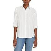 Gloria Vanderbilt Amanda White Dress Top, Lightweight Long Sleeve Button Down Shirt Women, Dress Shirts Women - White X-Large