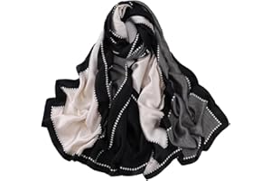 WaJuemy Travel Boho Scarf for Women Casual Lightweight Pashmina Scarves Fashion Multicolor Shawl Wraps with Fringed Beads